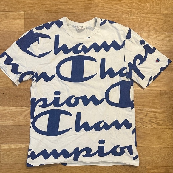 Champion Tops - Champion Heritage White Tee with Blue Accents - Medium